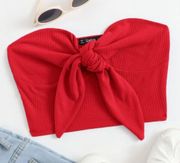 SheIn VCAY Tie Front Rib-Knit Bustier Tube Top