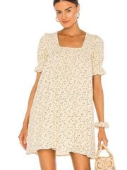 MAJORELLE x Revolve Giovanna Pale Yellow Smock Floral Mini Dress