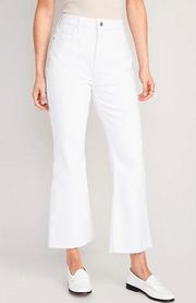 Higher High-Waisted Cropped White-Wash Cut-Off Flare Jeans TALL*