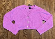 Purple Cropped Fuzzy Sweater