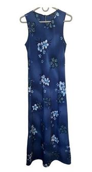 Vintage 90’s / Y2K Hawaiian Floral Print Dress Blue Maxi