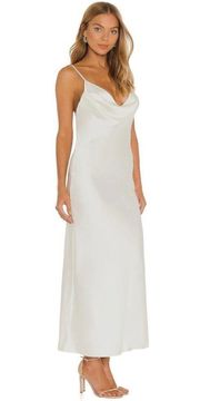 L'Academie Rumi Satin Midi Dress in Ivory XSmall New