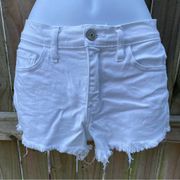 O2 Denim white distressed frayed shorts