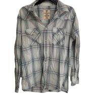 Route 66 Womens Gray Plaid Button-Up Shirt Pockets Long Sleeve Casual Size M