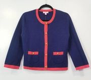 Lilly Pulitzer True Navy Bette Knit Cardigan Color Block