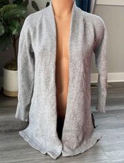 Magaschoni Gray Cardigan Sweater S Open Front Draped Long Sleeve R1