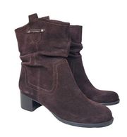 Naturalizer Carlyle Western Boot Dark Brown Pull Own Suede Leather Block Heel