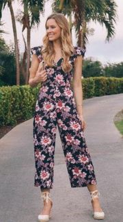 Club Monaco Floral Jumpsuit Sleeveless Cropped Wide Leg 4 small