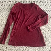 No Boundaries Scoop Neck Cranberry Red Long Sleeve Tee Shirt