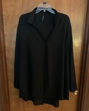 Massani Silky Black Button Up Shirt