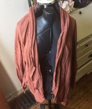 Leith dusty rose drape front cardigan with pockets