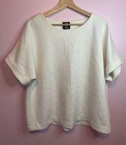 Bobeau white textured women’s blouse short sleeve‎ shirt size large