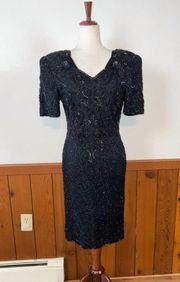 Stunning Vintage Scala Silk Beaded Formal Dress!