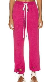 R13 Cropped Pleated Wide Leg Sweatpants with Shredded Hem NWT in Small