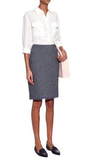 Weekend Max Mara Banda blue white tweed skirt Sz 10