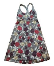 Patagonia Morning Glory Gray Floral Print Strappy Cross Back Shelf Bra Dress S