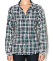 XS // White Crow Olive Night Blue Green Lace Flannel Plaid shirt