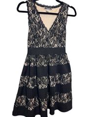 Nikibiki Dress Black Lace V Neck Sleeveless A Line Work Women Small