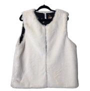 Matilda‎ Jane Reversible Faux Fur Vest Cream and Black Pink Floral Size XL