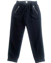 J.Crew Sydney Jogger Pants Black Pull-On Zip Pocket Elastic Waist Womens 0, S23