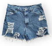 Wrangler  Jeans Relaxed Fit Denim High Rise Ripped Jean Shorts 36