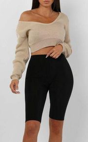 ✨NWT✨ Stone Tan / Beige V-Neck Cropped Knit Sweater 🍦