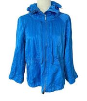 Per Se by Carlisle Jacket Blue Full Zip Womens Size 6 Cotton Metallic Blend