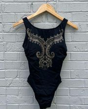 Black and gold Longitude one piece swimsuit