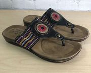 L Artiste Spring Step Sandals Sz 7 38 Brown Pink Leather Boho Thong Flip Flop