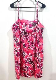 Lucy & Laurel 100% cotton pink abstract floral sundress with pockets size 14