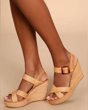 CL by Laundry Best Known Dark Nude Woven Platform Wedge Sandals