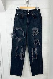 BDG Urban Ouffitters Black Distressed Baggy Boyfriend Jeans Size 28