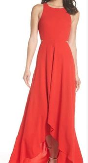 Ali & Jay Dress XL Maxi Red Cut Out Tank Gown Cocktail Ruffle Bohemian Flowy