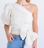 poplin one shoulder knot top