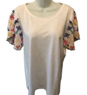 Soft Modal Tee L Embroidered Split Flutter Sleeve Perfect Summer Top