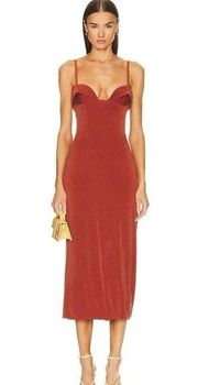 JACQUEMUS La Robe Praia Dress in Terracotta Size 44 US 12 Midi Sleeveless