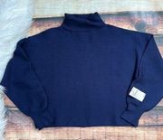 Good American Blue Mock Neck Sweater