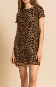 LINE  & DOT Stunning leopard print tunic dress, fully lined, short sleeves, back zipper, excellent condition, size xs Measurements: Bust: armpit to armpit 17 inches  Length: shoulder seam to bottom 32 