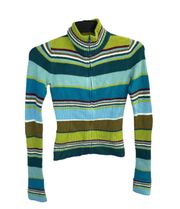 Next New w Tag  Era Couture Multicolor Ribbed Striped Zip Sweater Jrs/Wm Small