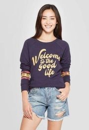 Zoe + Liv Sweatshirt Top Small Women Lounge Long Sleeve Navy Blue Pullover NWT