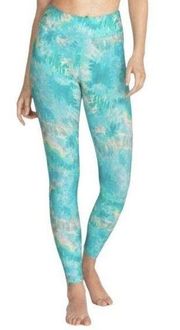 JOHNNY WAS x CALME Paddle Pants (Leggings) Aqua Keys Blue Tie Dye Gym Medium NWT