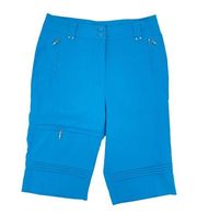 NEW DKNY Golf Women's Bright Blue Zipper Bermuda Athletic Shorts Capris Size 6