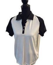 Annika Cutter & Buck graphic design golf polo Medium M women's partial button