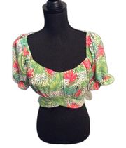 New NWT Milk & Honey Floral Tropical Print Off Shoulders Top XS