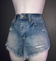 RSQ Buckle Blue Denim Jean Shorts size Womens Small - Medium 3 /w 26