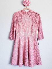 Eliza J‎ Pink Bell Sleeve Lace Fit & Flare Dress