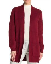 Joseph A Textured Open Front Cardigan Cranberry Red Medium