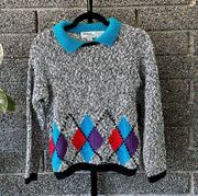 80s Vintage Argyle Sweater