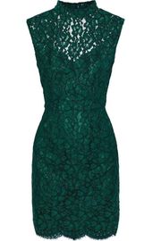 Paris Forest Green Romie Open-back Corded Lace Mini Dress. Size 1