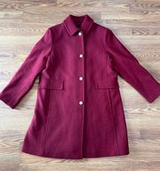 Kate  spade BURGUNDY PEARL BUTTONS A-line Wool Blend Coat size XL